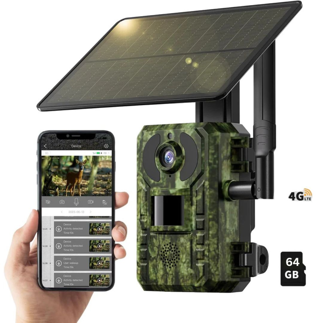 Solarbetriebene Wildkamera mit 4G-SIM und PIR-Bewegungserkennung