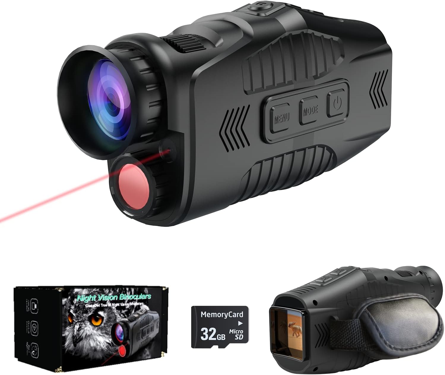 Experience unparalleled clarity in the wild with the best monocular for hunting, featuring night vision and a laser pointer for precise targeting, complete with a 32GB Micro SD card for capturing memorable moments.