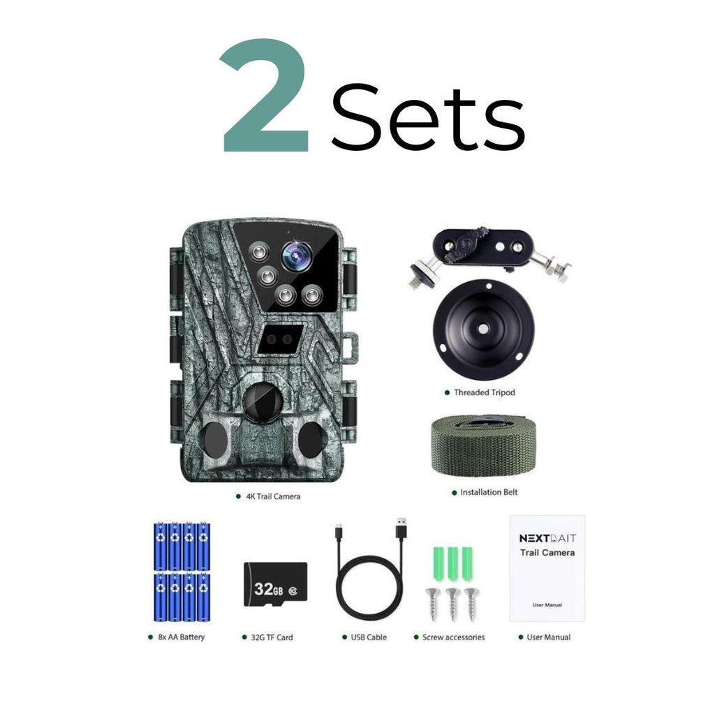 Caméra de surveillance de la faune à vision nocturne infrarouge avec objectif quadruple 4K - Nextbait 4DX 
