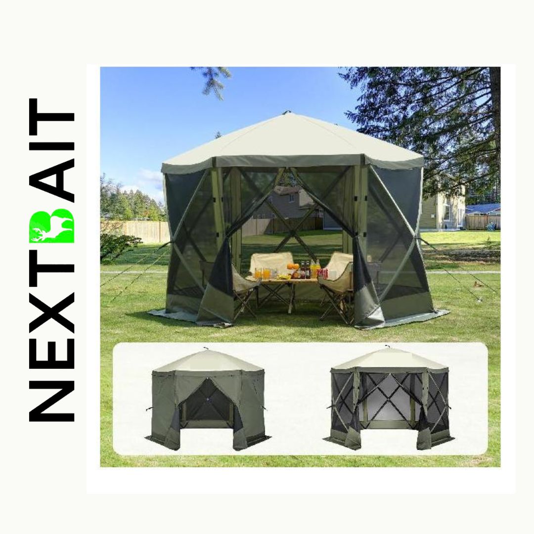 10x10FT Pop-Up-Pavillon-Campingzelt mit Moskitonetz und Sichtschutz-Wi – Nextbait