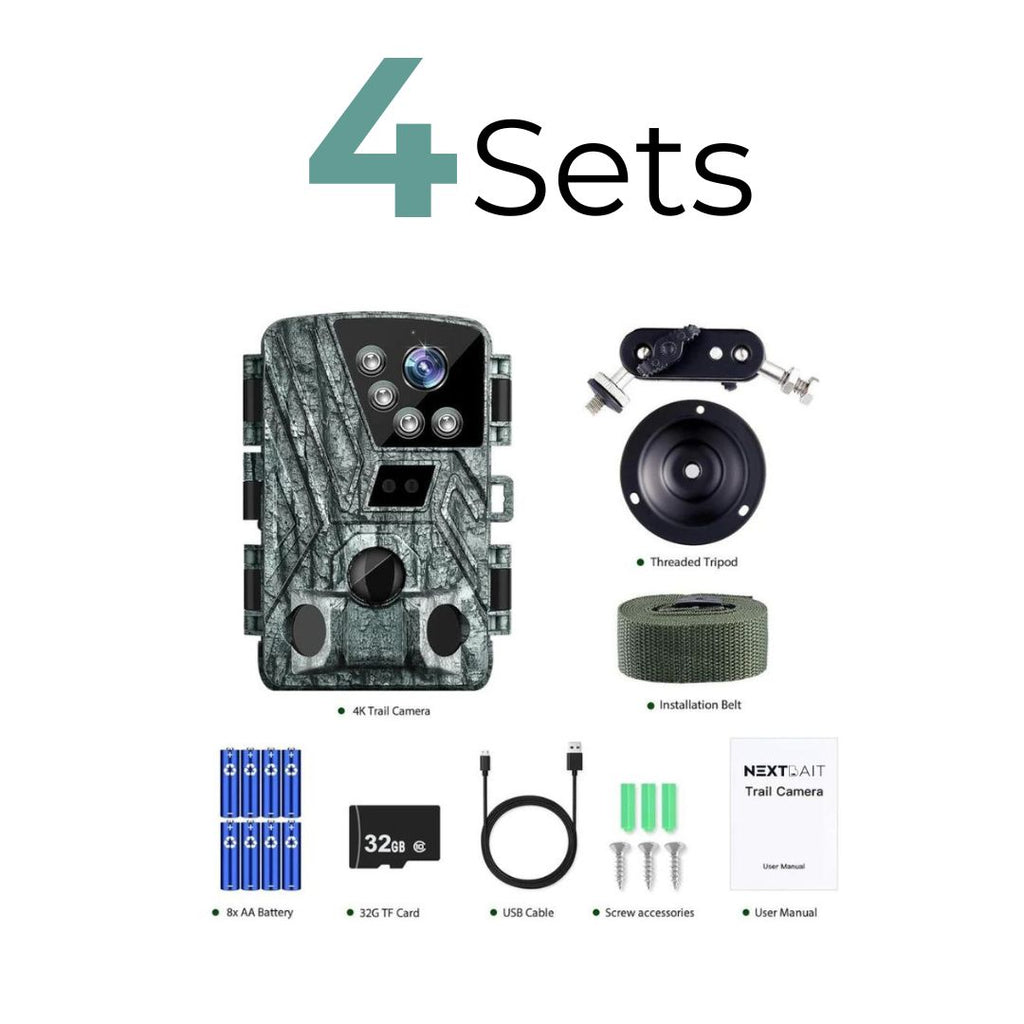 Caméra de surveillance de la faune à vision nocturne infrarouge avec objectif quadruple 4K - Nextbait 4DX 