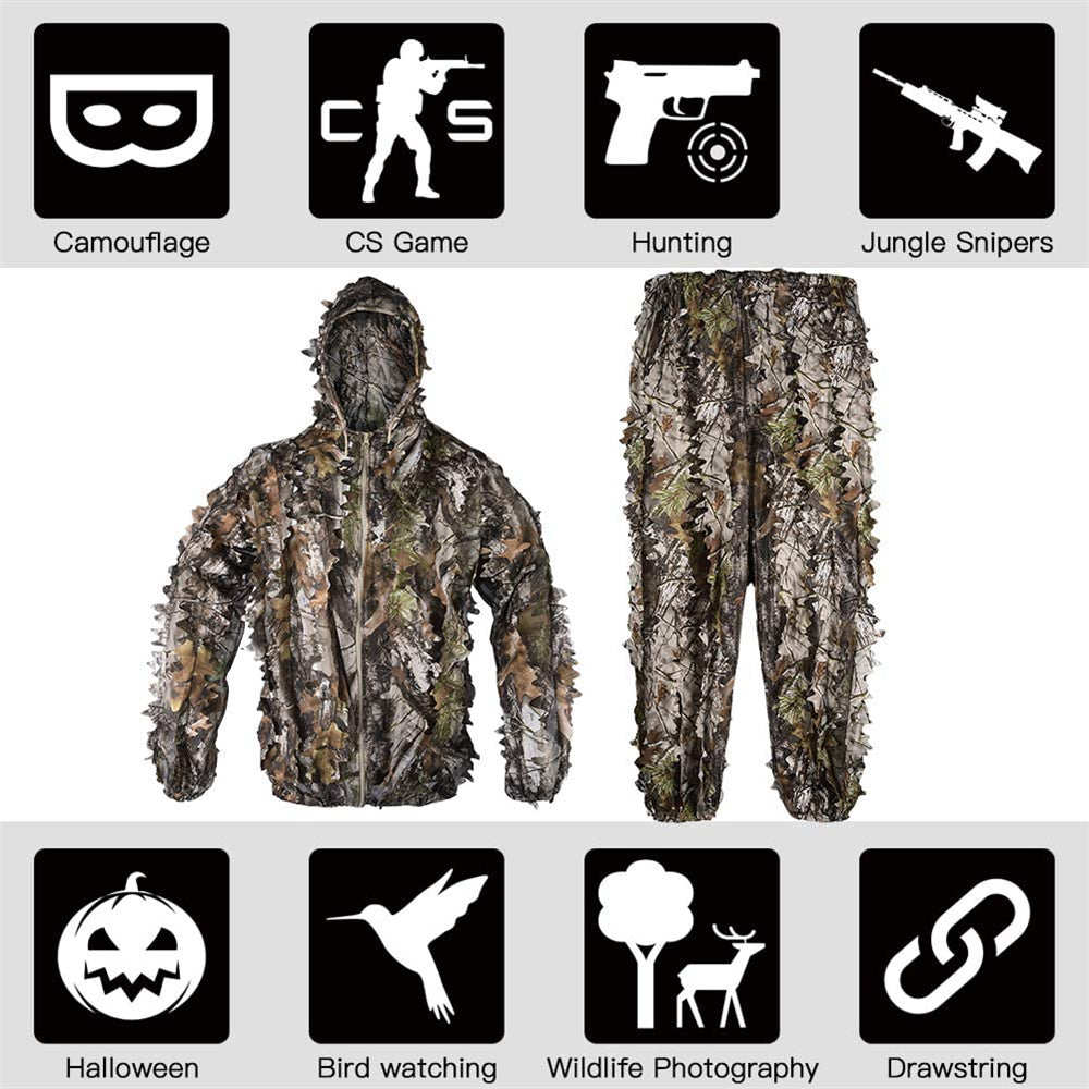 3D Leaf Ghillie Suit for Camouflage and Concealment