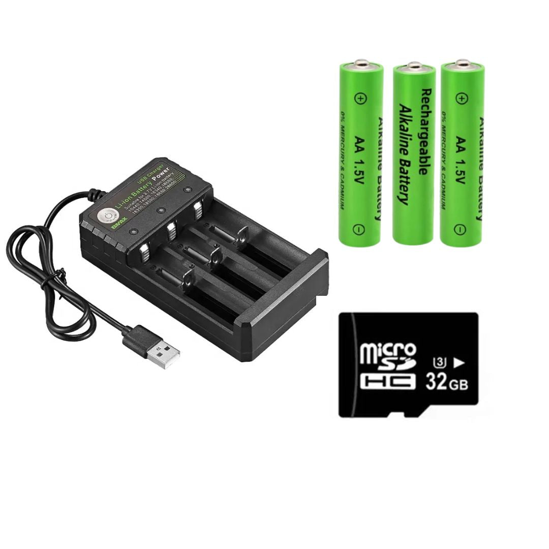 Set of 3 Batteries + Charger + 32GB SD Card (Accessories for XM 2.0)