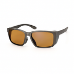 High-resolution product image of wraparound polarized sunglasses with copper brown lenses and matte black frame, displayed on a clean white background. Ideal for fishing, outdoor sports, and high-glare environments.