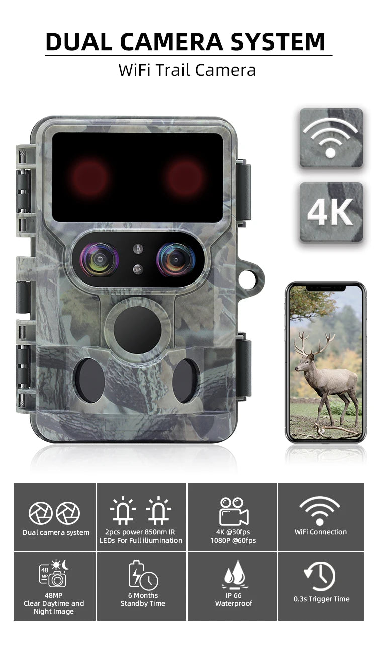 4k hunting camera with dual lens