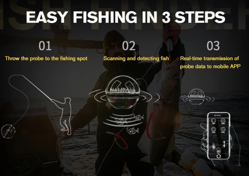 Smart BT Night Fishing Finder: Tragbarer Fischdetektor Fish Finder Pro Max APP 