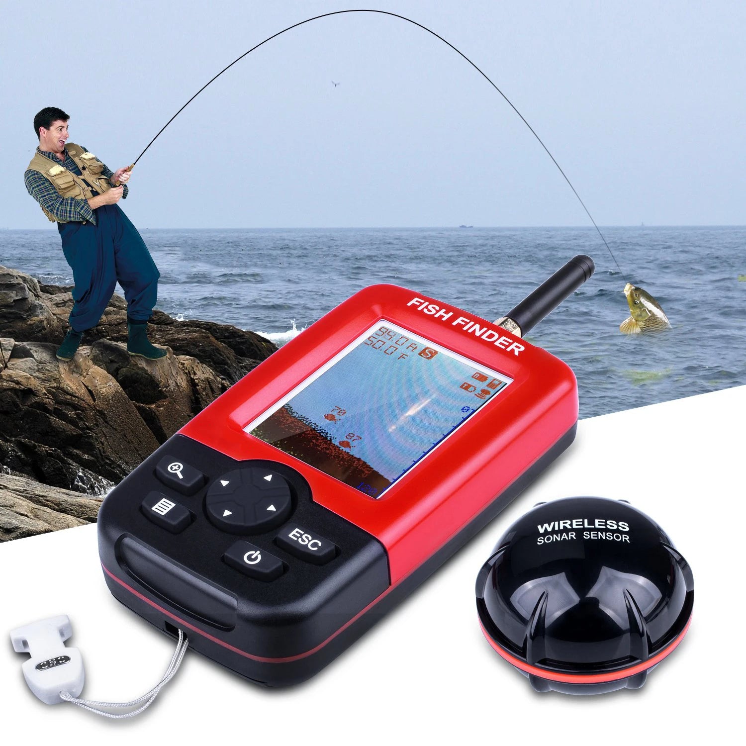 Détecteur de poissons portable sans fil pour lacs et mers | Sondeur de poisson Pro 