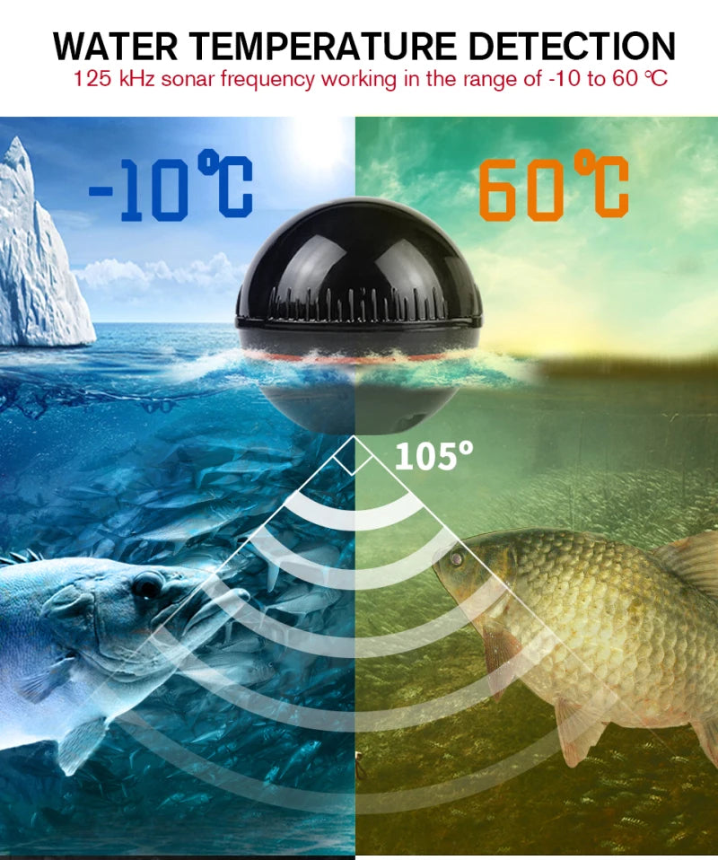 Détecteur de pêche de nuit intelligent BT : détecteur de poisson portable Fish Finder Pro Max APP 