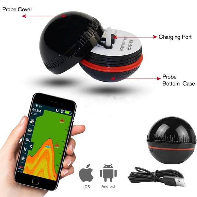 Détecteur de pêche de nuit intelligent BT : détecteur de poisson portable Fish Finder Pro Max APP 