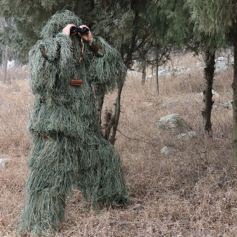 5Pcs  Ghillie Suit for Archery Hunting With Wrap Bag Paintball Camo for Adults