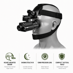 NEXTBAIT M300 helmet-mounted night vision monocular with 940nm stealth infrared, 12mm precision lens, hands-free tactical design, and compact rugged build for covert hunting, security, surveillance, and nighttime outdoor operations.
