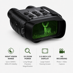 NEXTBAIT NV 340-R night vision binoculars with 5X zoom, 500m infrared visibility, 3.5-inch LCD display, and HD photo and video recording for hunting, wildlife observation, surveillance, and nighttime outdoor adventures.