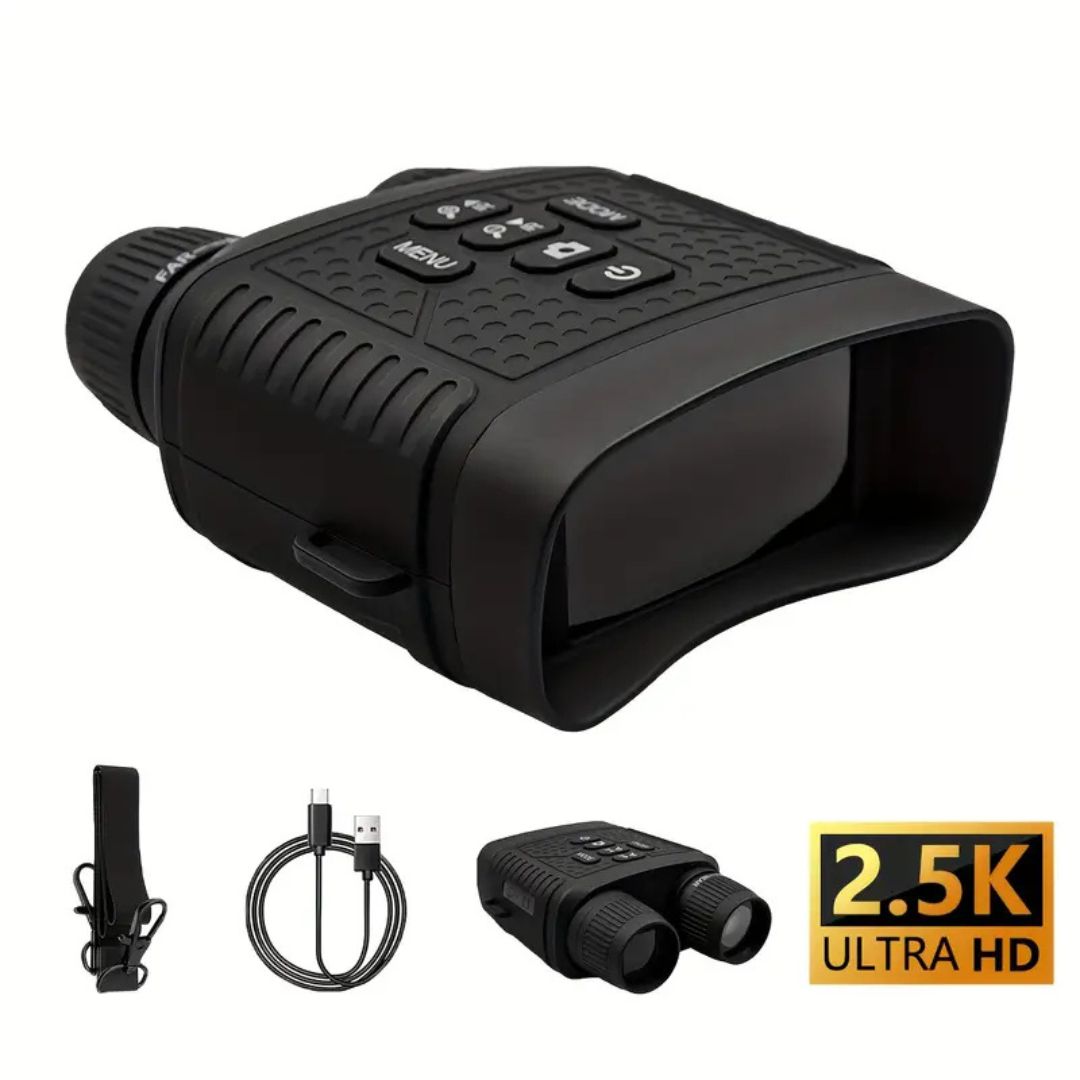 NEXTBAIT NV-380 Night Vision Binoculars with 2.5K Ultra HD camera, 6X zoom, and accessories – best binoculars for bird watching, wildlife observation, and hunting.