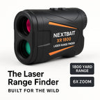 NEXTBAIT XR 1800 laser range finder on white background showcasing premium design and long range hunting performance