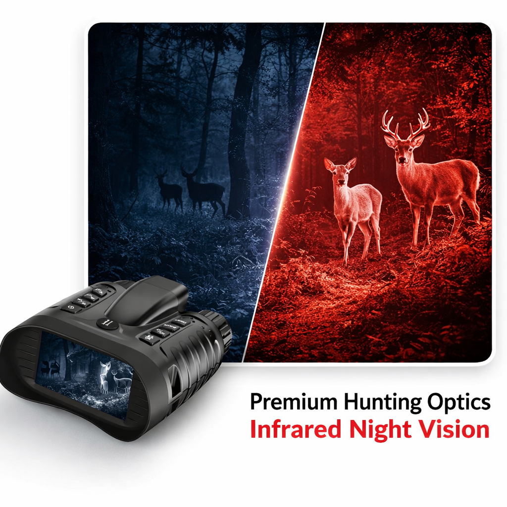 NV-550R Sentinel infrared night vision binoculars showing enhanced wildlife visibility for hunting and nighttime observation