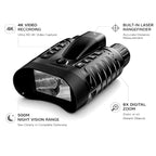 NV-550R Sentinel 4K night vision binoculars with laser rangefinder, 500m night vision range and 8x digital zoom for hunting and wildlife observation